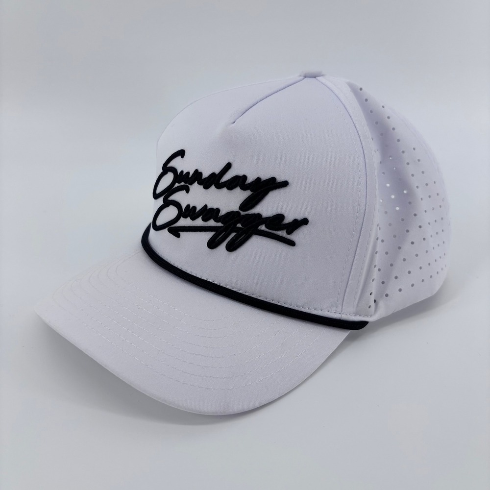 Sunday Swagger Rope Snapback Hat Mens OSFA White Perforated Golf Rope Cap NEW